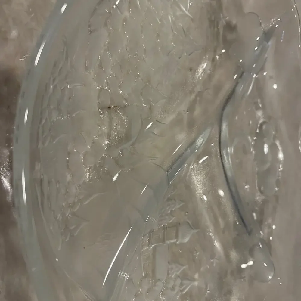 Winterland Crytal glass etched Holiday candy tray in box Christmas 12-1/2